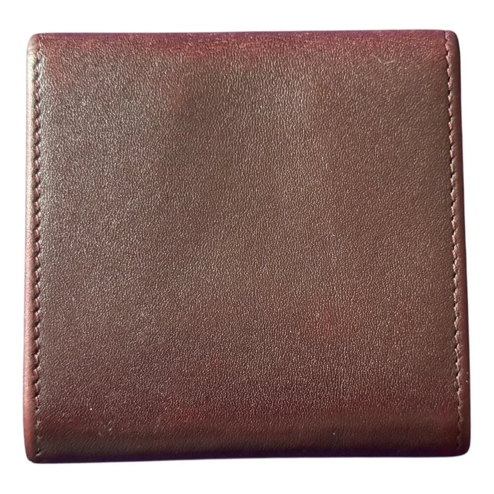 Cartier Bordeaux Burgundy Red Leather Logo Coin Wallet - Picture 2 of 11